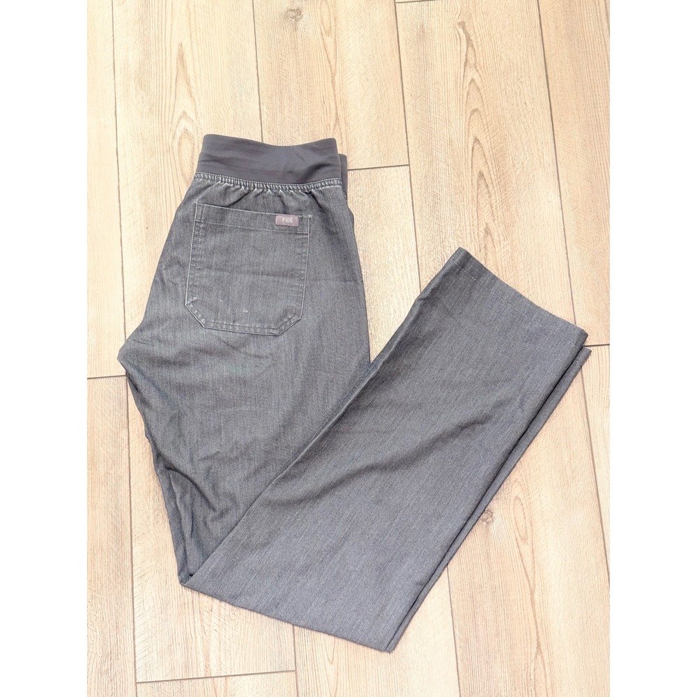 FIGS Technical Collection Gray Scrub Pants XS Tall Yoga Waist Teal Drawstring
